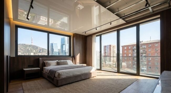 ფრანგული გასაჭიმი ჭერის შერჩევა თანამედროვე საძინებლისთვის