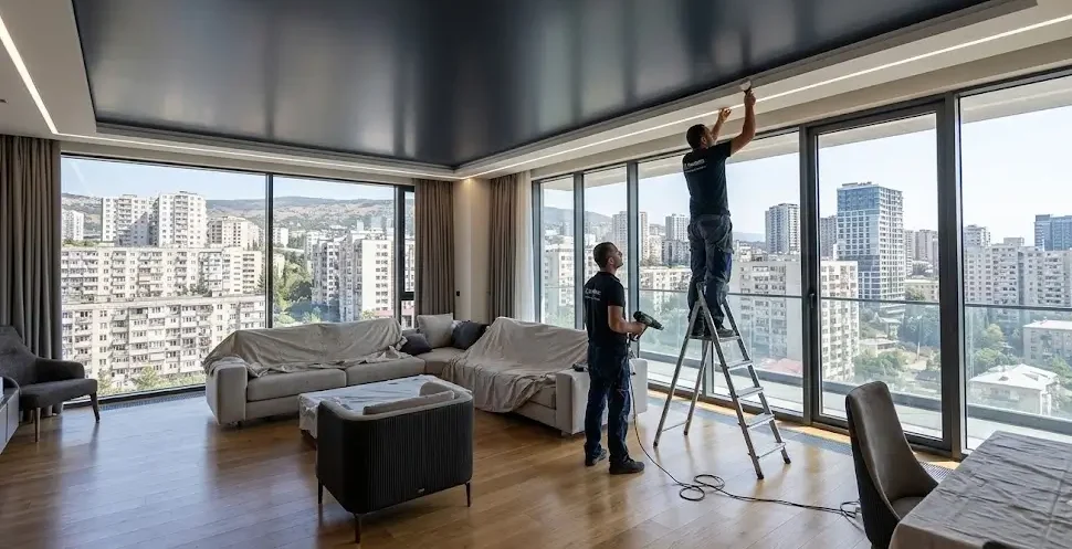 ფრანგული გასაჭიმი ჭერის სწრაფი მონტაჟი